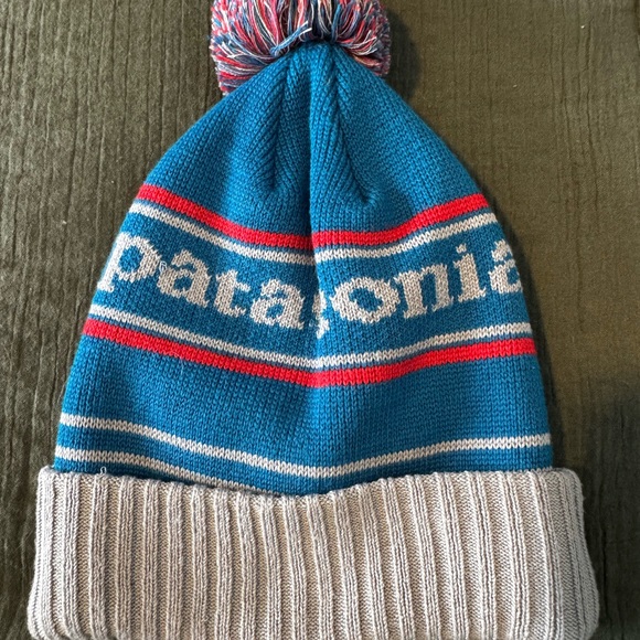Patagonia Blue and Gray Pom-Pom Beanie - Picture 2 of 2